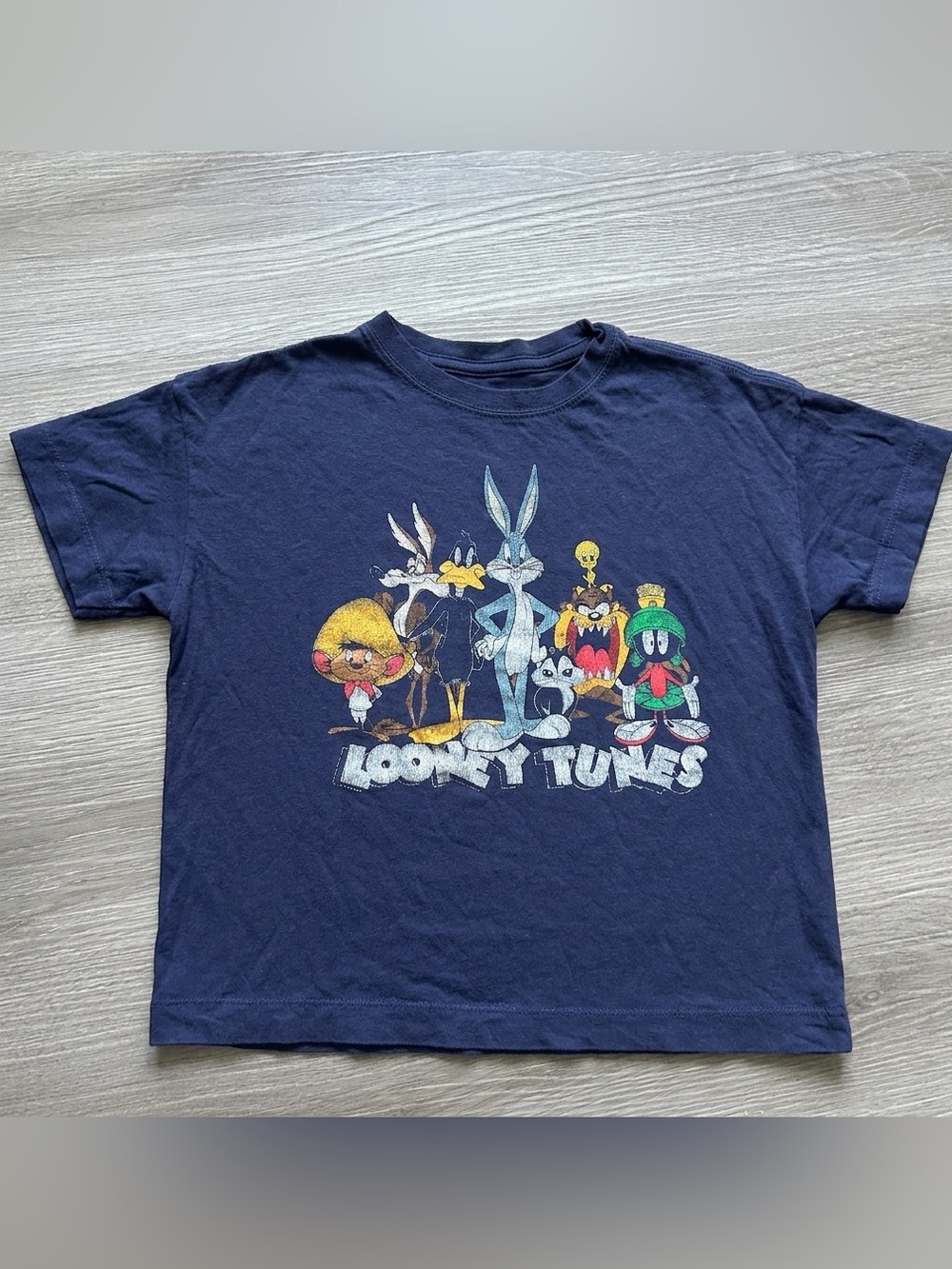 Looney Tunes T-shirt Boys S (6-7) Blue Graphic Print Cotton Cartoon Tee Retro